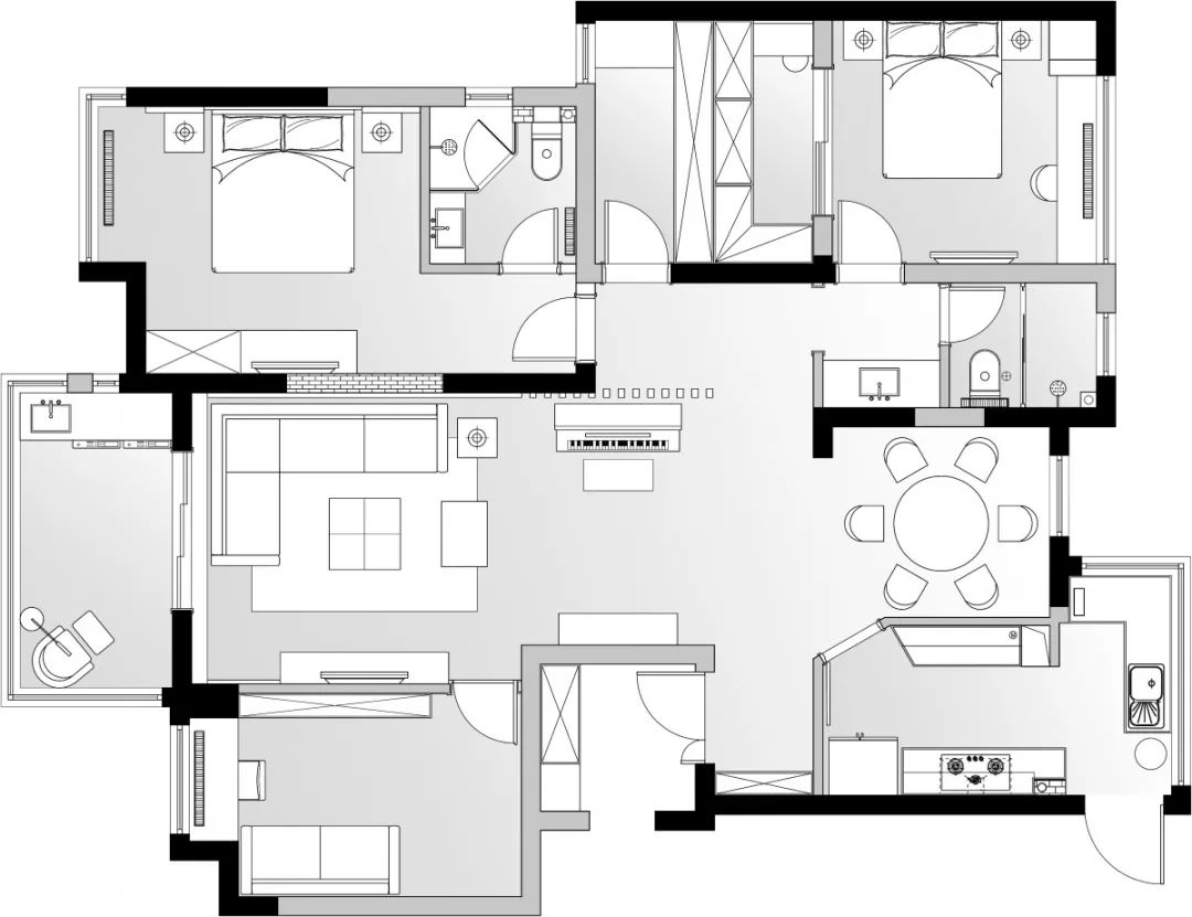 南京高科荣域133㎡轻奢风格--巧用木饰面，打造质感之家！17平面布置图